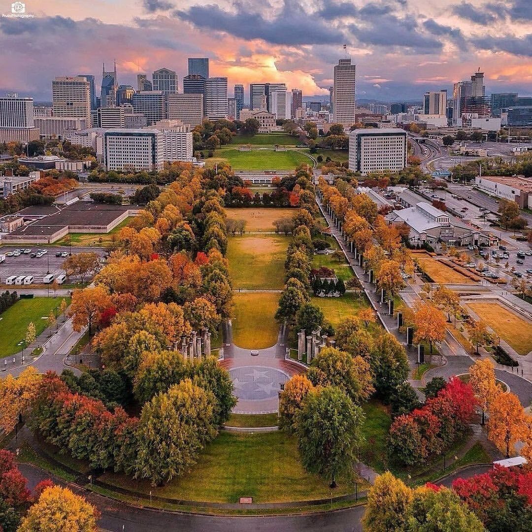 Nashville skyline over Bicentennial Park, Davidson County, Tennessee